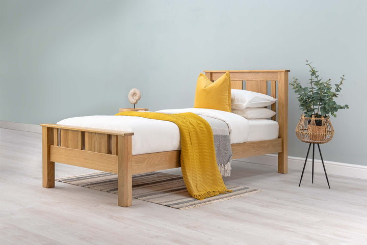 Lyon Solid Natural Oak Bed Frame - 3ft Single - The Oak Bed Store