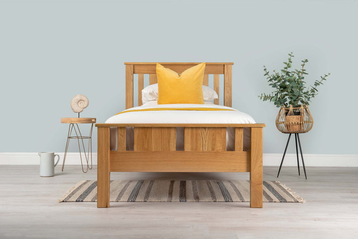 Lyon Solid Natural Oak Bed Frame - 3ft Single - The Oak Bed Store