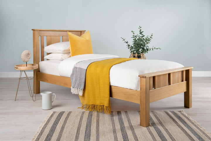 Lyon Solid Natural Oak Bed Frame - 3ft Single - The Oak Bed Store