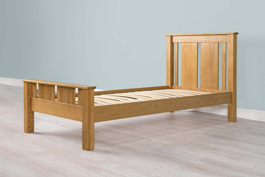 Lyon Solid Natural Oak Bed Frame - 3ft Single - The Oak Bed Store