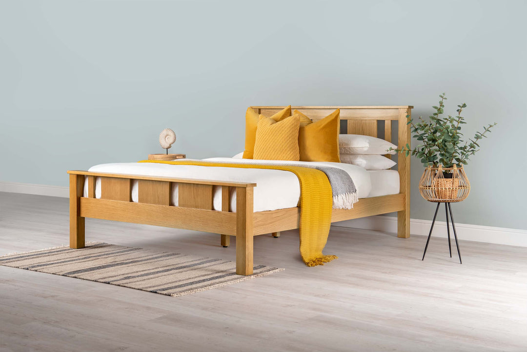 Lyon Solid Natural Oak Bed Frame - 4ft Small Double - The Oak Bed Store