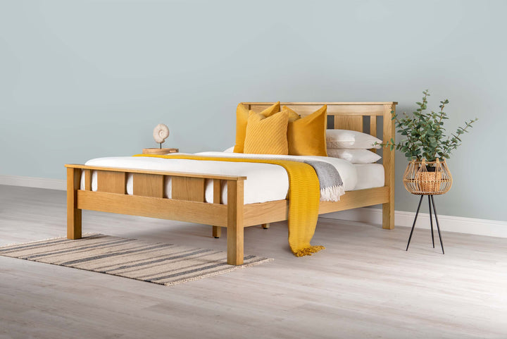 Lyon Solid Natural Oak Bed Frame - 4ft Small Double - The Oak Bed Store