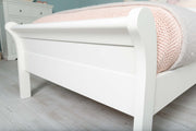 Mayfair Soft White Solid Wood Sleigh Bed Frame - 3ft Single - The Oak Bed Store