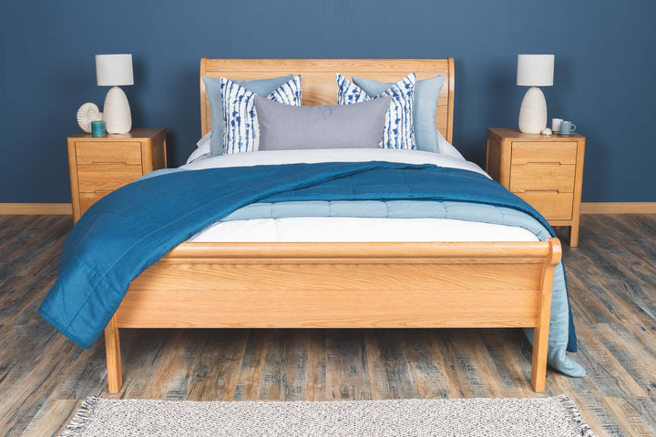 Mayfair Solid Natural Oak Sleigh Bed Frame - 4ft6 Double - The Oak Bed Store