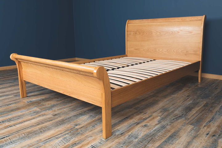 Mayfair Solid Natural Oak Sleigh Bed Frame - 4ft6 Double - The Oak Bed Store