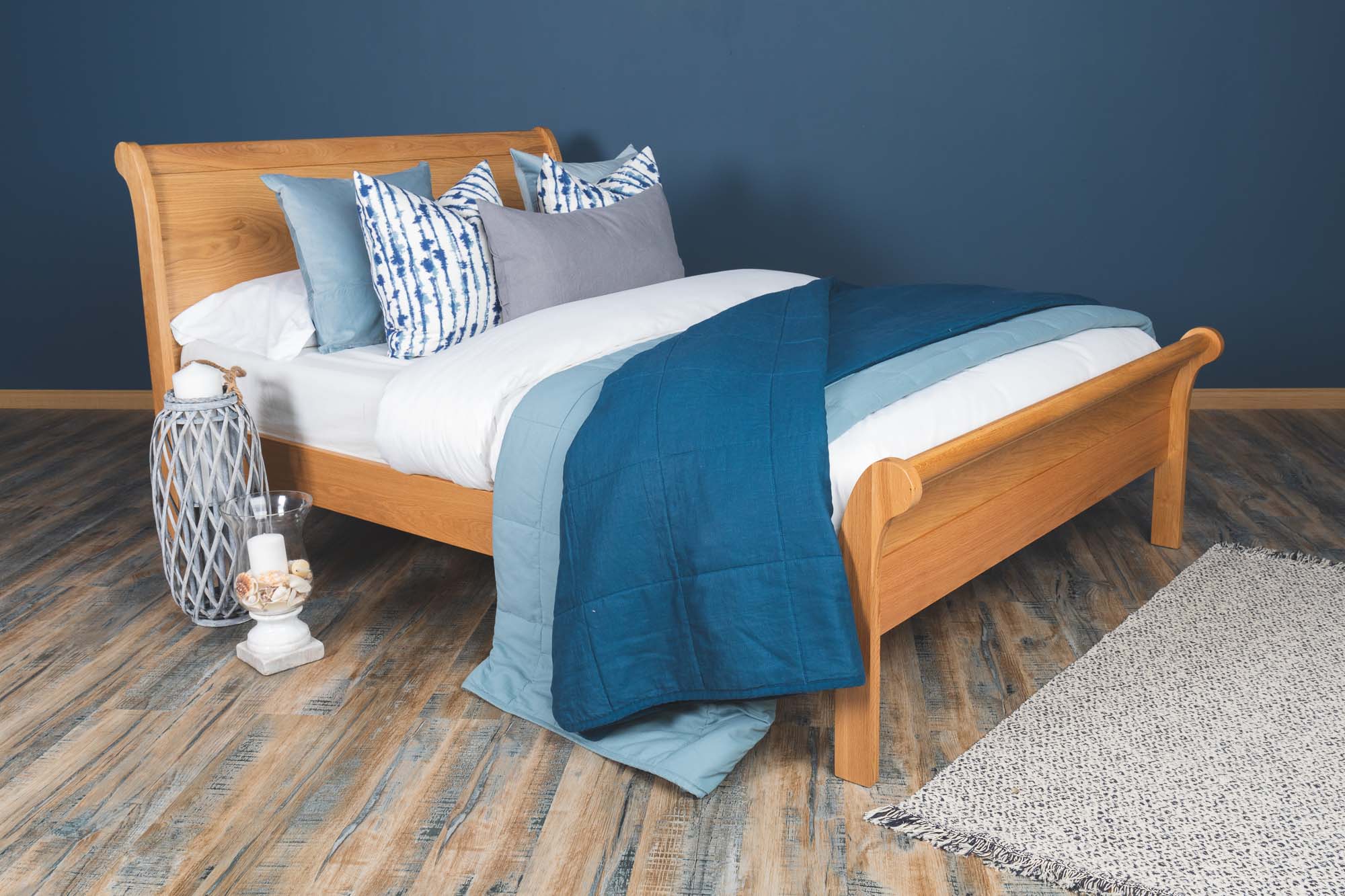 Mayfair Solid Natural Oak Sleigh Bed Frame 5ft King Size The Oak Bed Store