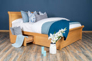 Mayfair Solid Natural Oak Storage Sleigh Bed Frame - 6ft Super King - The Oak Bed Store
