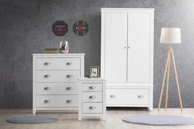 Milan Bright White 1 Drawer Double Wardrobe - The Oak Bed Store