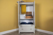 Milan Light Grey & Medium Oak 1 Drawer Double Wardrobe - B GRADE - The Oak Bed Store