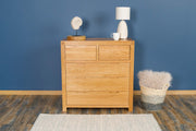Natural Oak 2 Over 3 Drawer Chest of Drawers - Style 5 - The Oak Bed Store