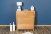 Natural Oak 2 Over 3 Drawer Chest of Drawers - Style 6 - The Oak Bed Store