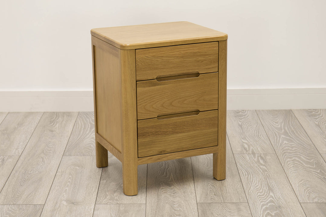 Natural Oak 2+1 Drawer Bedside Table - Style 1 - B GRADE - The Oak Bed Store