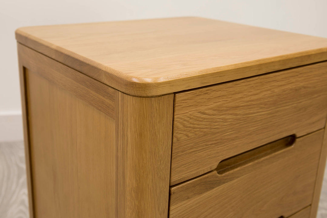 Natural Oak 2+1 Drawer Bedside Table - Style 1 - B GRADE - The Oak Bed Store