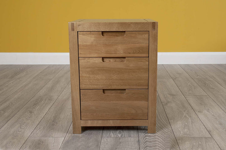 Natural Oak 2+1 Drawer Bedside Table - Style 5 - The Oak Bed Store