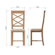 New Thornton Natural Oak Double Cross Back Dining Chair - Fabric Seat (Set of 2) - The Oak Bed Store