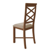 New Thornton Natural Oak Double Cross Back Dining Chair - Fabric Seat (Set of 2) - The Oak Bed Store
