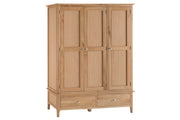 New Thornton Natural Oak Large 2 Drawer Triple Wardrobe - The Oak Bed Store