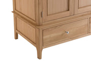 New Thornton Natural Oak Large 2 Drawer Triple Wardrobe - The Oak Bed Store