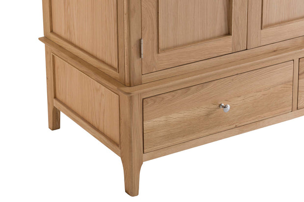 New Thornton Natural Oak Large 2 Drawer Triple Wardrobe - The Oak Bed Store