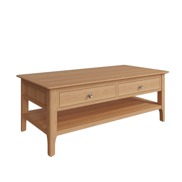 New Thornton Natural Oak Large Coffee Table - The Oak Bed Store