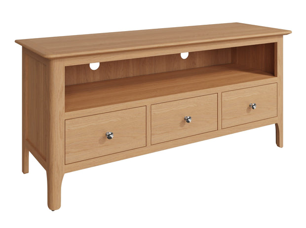 New Thornton Natural Oak Large TV Cabinet - The Oak Bed Store