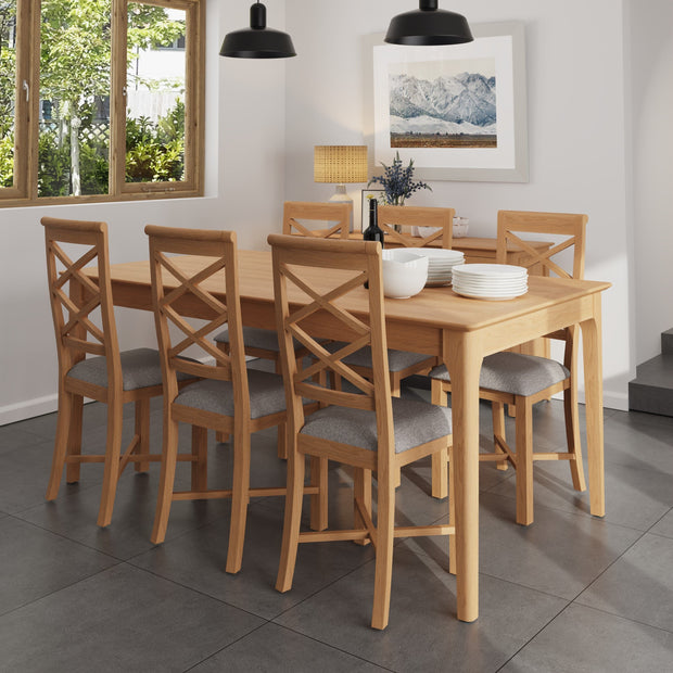 New Thornton Natural Oak Rectangular Fixed Top Dining Table - 1.8m - The Oak Bed Store