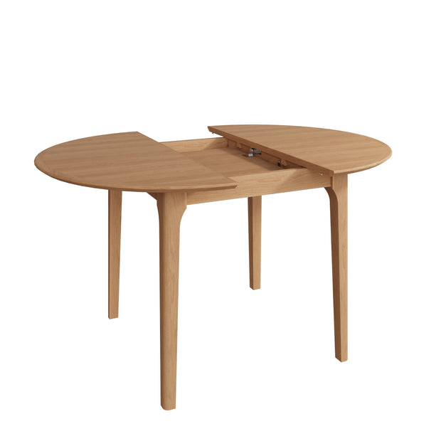 New Thornton Natural Oak Round Butterfly Extending Dining Table - 1.1m - The Oak Bed Store