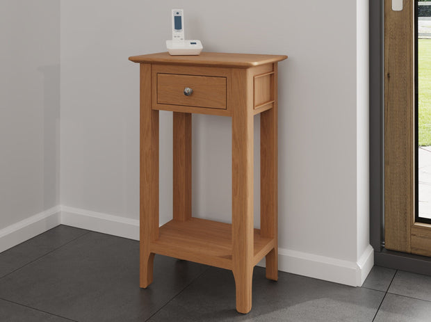 New Thornton Natural Oak Telephone Table - The Oak Bed Store