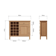 New Thornton Natural Oak Wine Cabinet - The Oak Bed Store