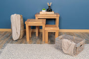 Newbury Natural Solid Oak Nest of Tables - The Oak Bed Store