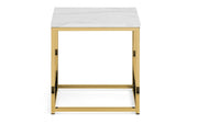 Oscar White Marble Effect Lamp Table - The Oak Bed Store