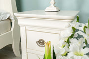 Paris Soft White 2 Drawer Bedside Table - The Oak Bed Store