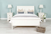 Paris Soft White 2 Drawer Bedside Table - The Oak Bed Store