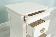 Paris Soft White 2 Drawer Bedside Table - The Oak Bed Store