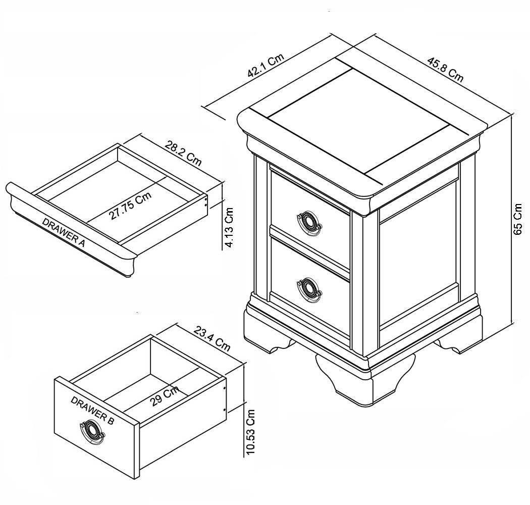 Paris Soft White 2 Drawer Bedside Table (Set of 2) - B GRADE - The Oak Bed Store