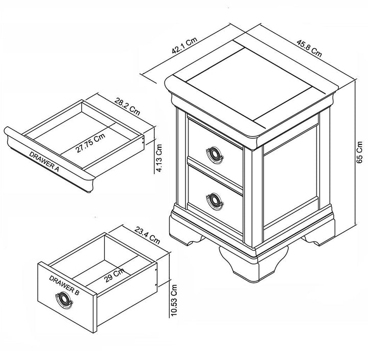 Paris Soft White 2 Drawer Bedside Table (Set of 2) - B GRADE - The Oak Bed Store