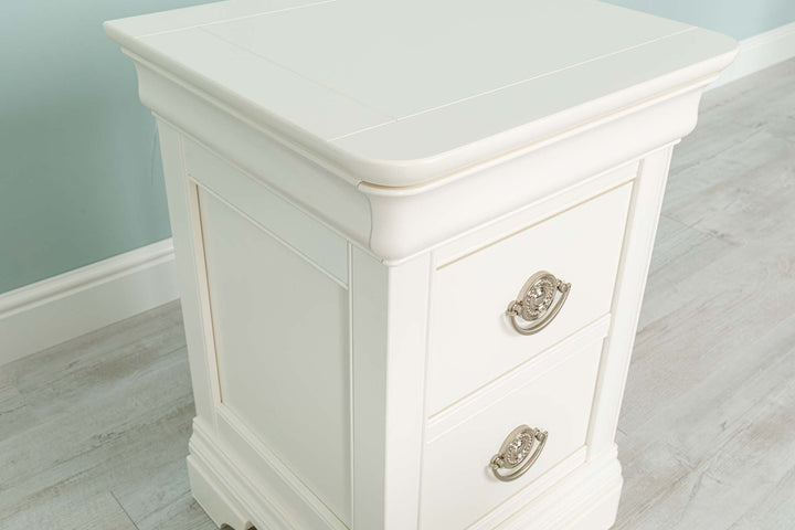 Paris Soft White 2 Drawer Bedside Table (Set of 2) - B GRADE - The Oak Bed Store