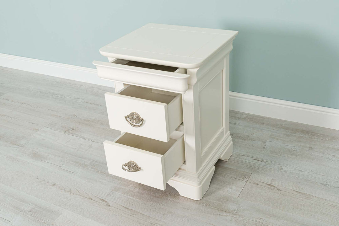 Paris Soft White 2 Drawer Bedside Table (Set of 2) - B GRADE - The Oak Bed Store