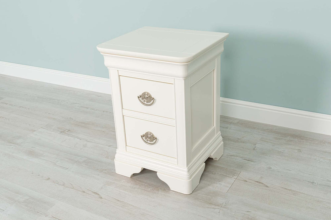 Paris Soft White 2 Drawer Bedside Table (Set of 2) - B GRADE - The Oak Bed Store