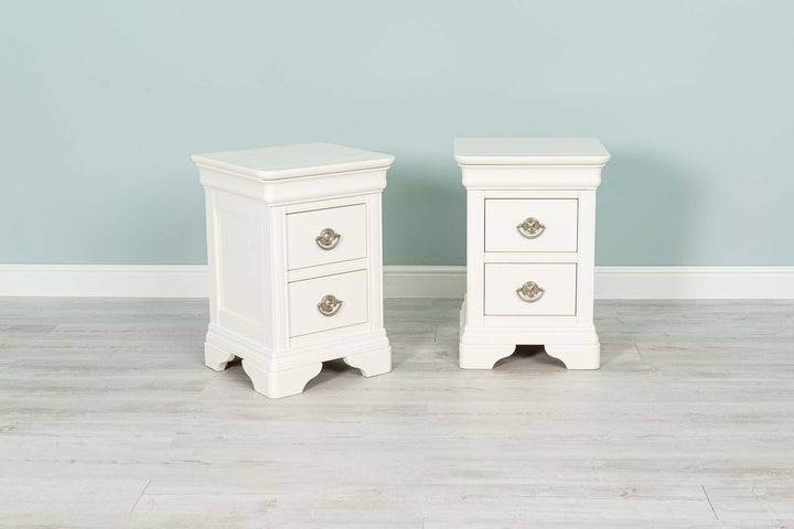 Paris Soft White 2 Drawer Bedside Table (Set of 2) - B GRADE - The Oak Bed Store