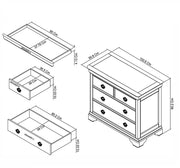Paris Soft White 2 Over 2 Drawer Chest of Drawers - The Oak Bed Store