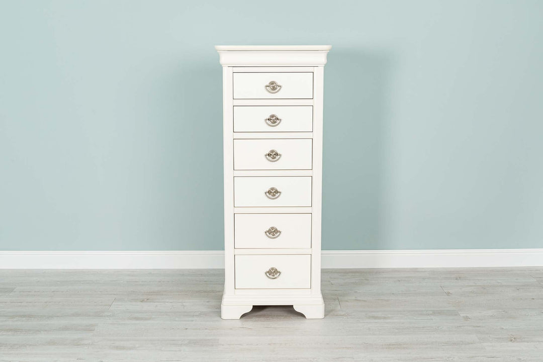 Paris Soft White 6 Drawer Wellington Chest of Drawers - The Oak Bed Store