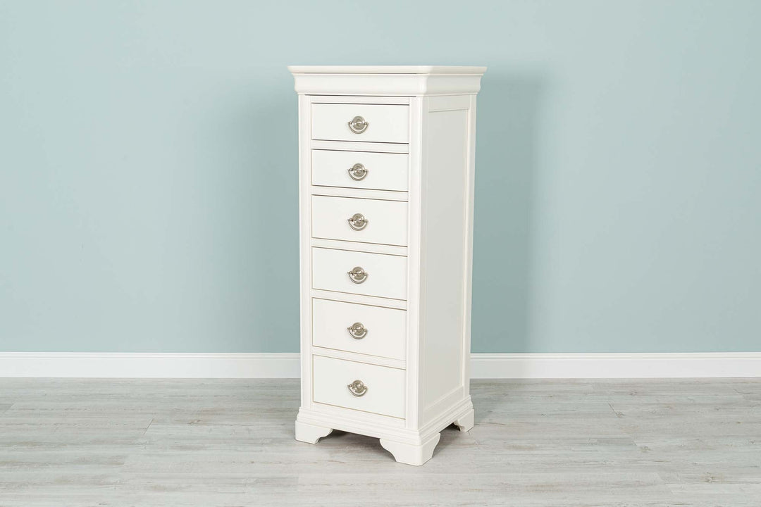 Paris Soft White 6 Drawer Wellington Chest of Drawers - The Oak Bed Store