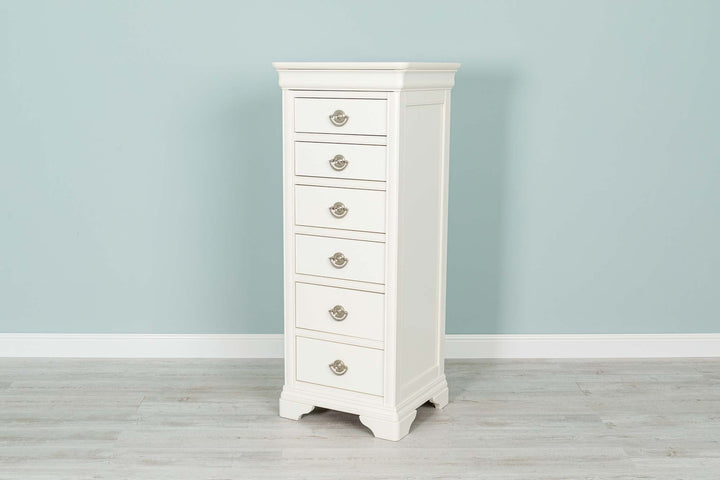 Paris Soft White 6 Drawer Wellington Chest of Drawers - The Oak Bed Store