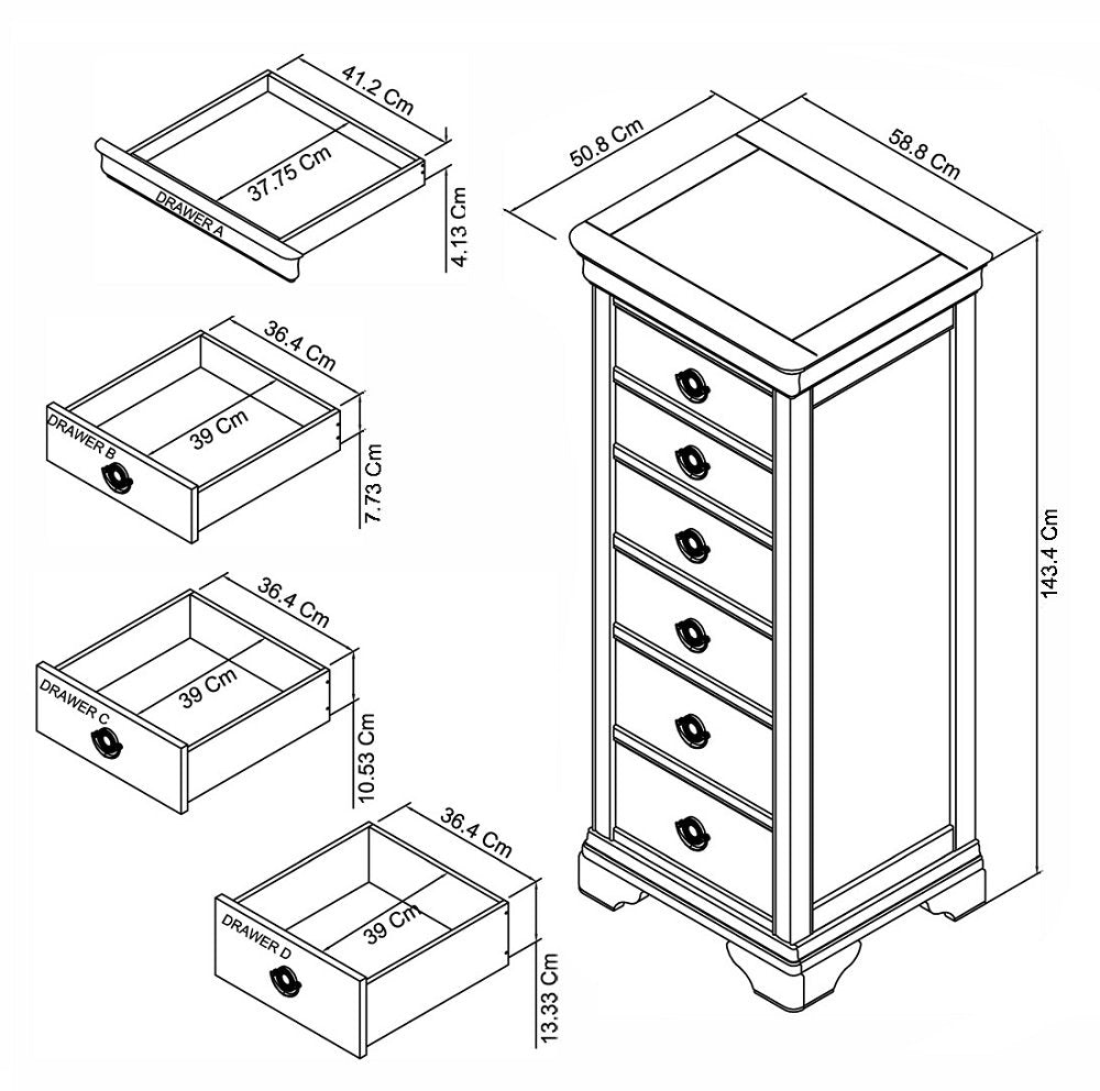 Paris Soft White 6 Drawer Wellington Chest of Drawers - The Oak Bed Store