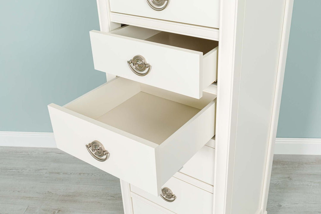 Paris Soft White 6 Drawer Wellington Chest of Drawers - The Oak Bed Store