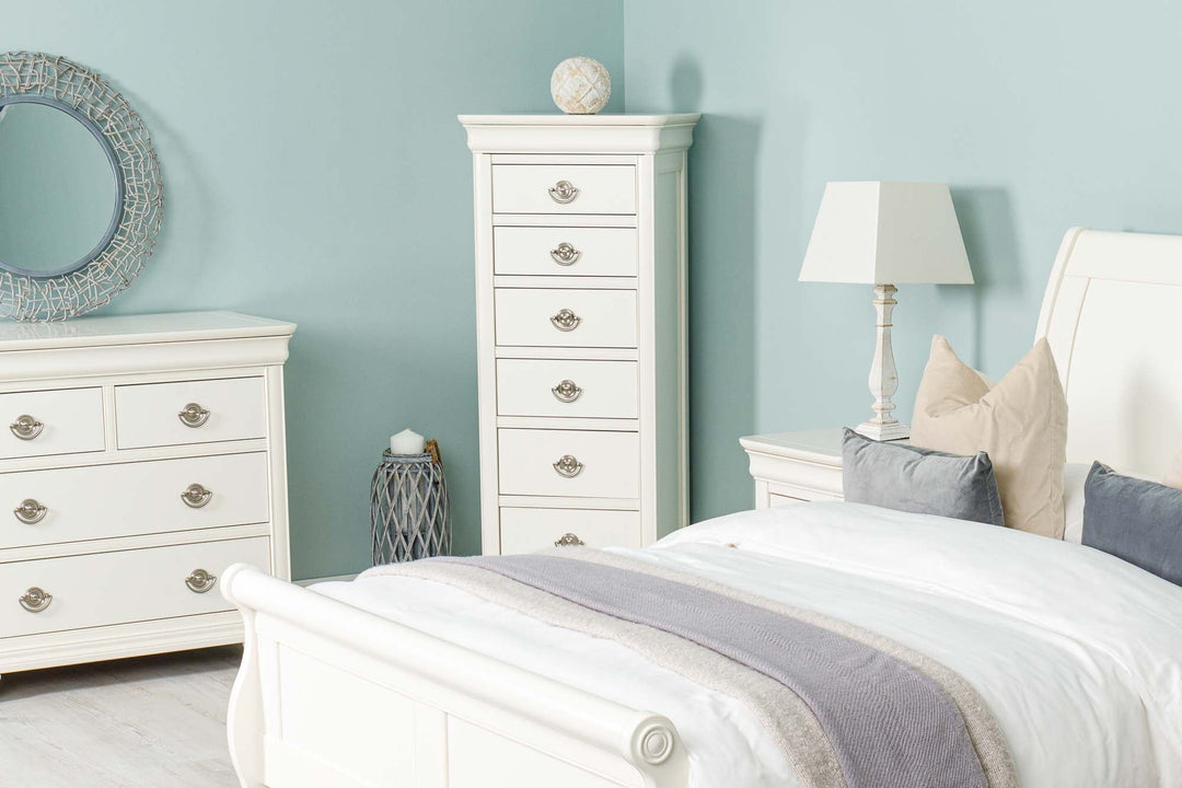 Paris Soft White 6 Drawer Wellington Chest of Drawers - The Oak Bed Store