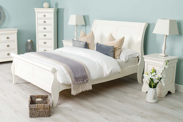 Paris Soft White Wooden Bed Frame - 5ft King Size - The Oak Bed Store
