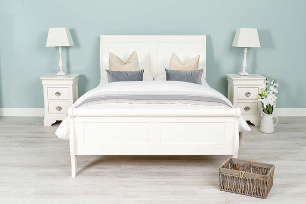 Paris Soft White Wooden Bed Frame - 5ft King Size - The Oak Bed Store
