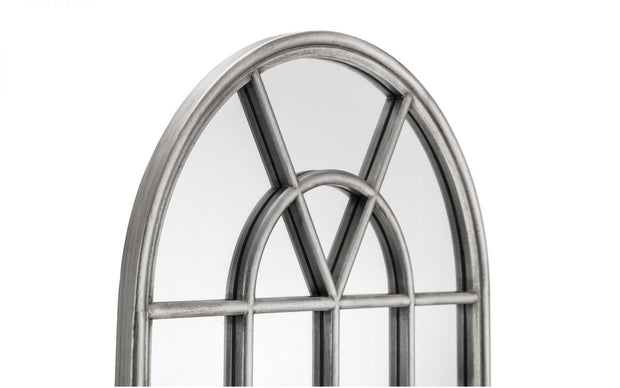 Pewter Effect Arched Window Mirror - The Oak Bed Store